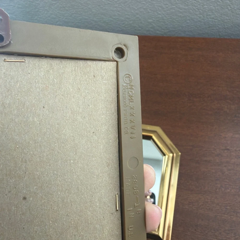 Vintage MCM Burwood Gold Tone Wall Mirror Set